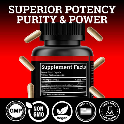 Black Forest Turkesterone Tongkat Ali Supplement 1000mg per Serving | Strength & Energy for Men