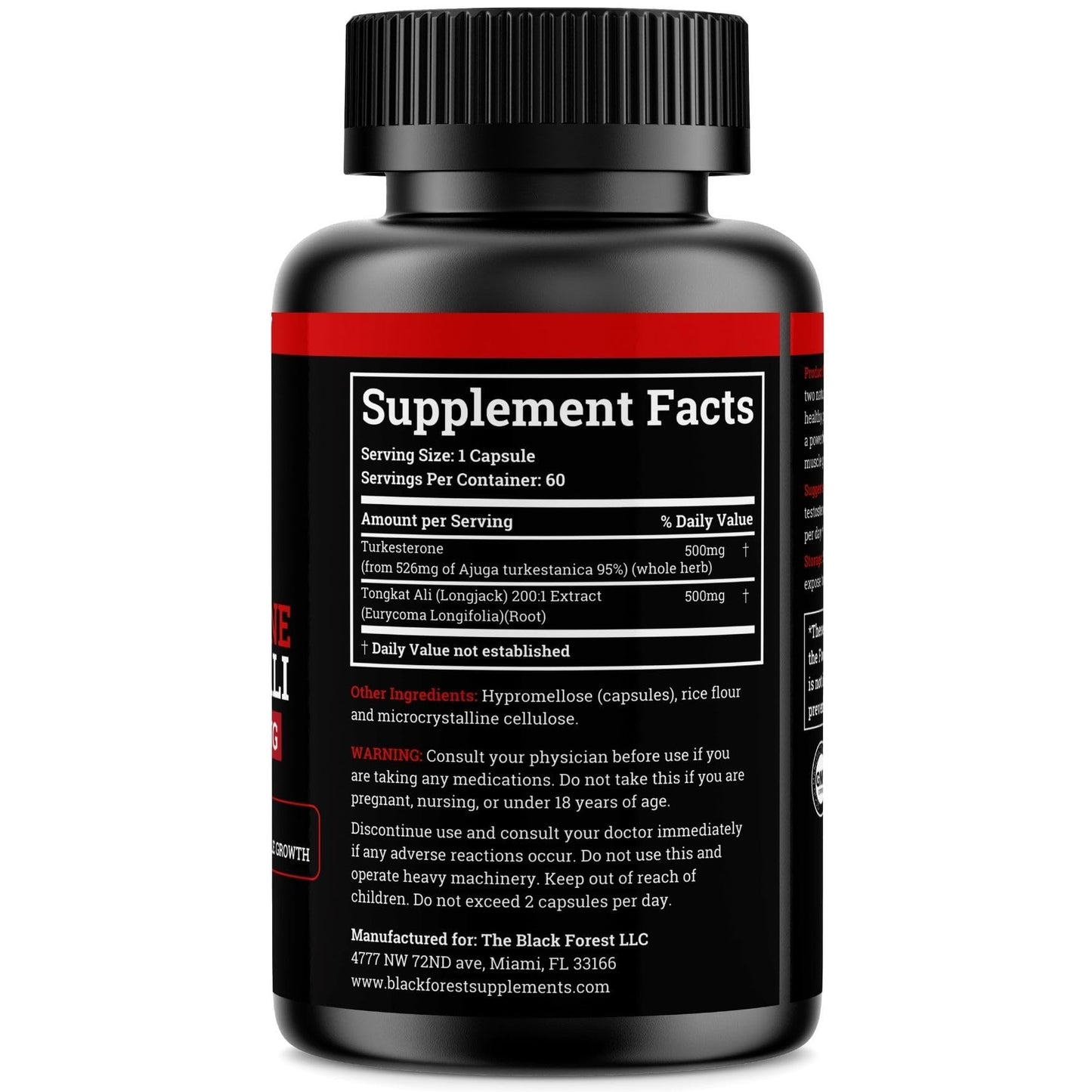 Black Forest Turkesterone Tongkat Ali Supplement 1000mg per Serving | Strength & Energy for Men