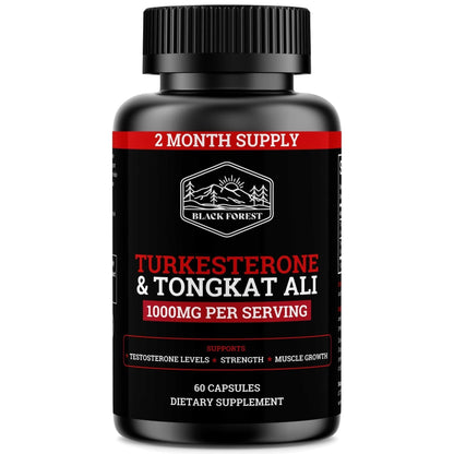 Black Forest Turkesterone Tongkat Ali Supplement 1000mg per Serving | Strength & Energy for Men