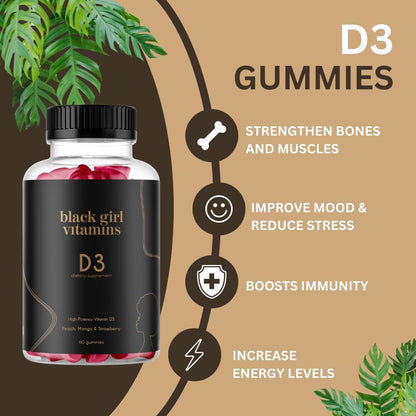 Black Girl Vitamins Look Good Feel Good Bundle – Hair Skin & Nails + Vitamin D3 2000IU + Once a Day Multivitamin