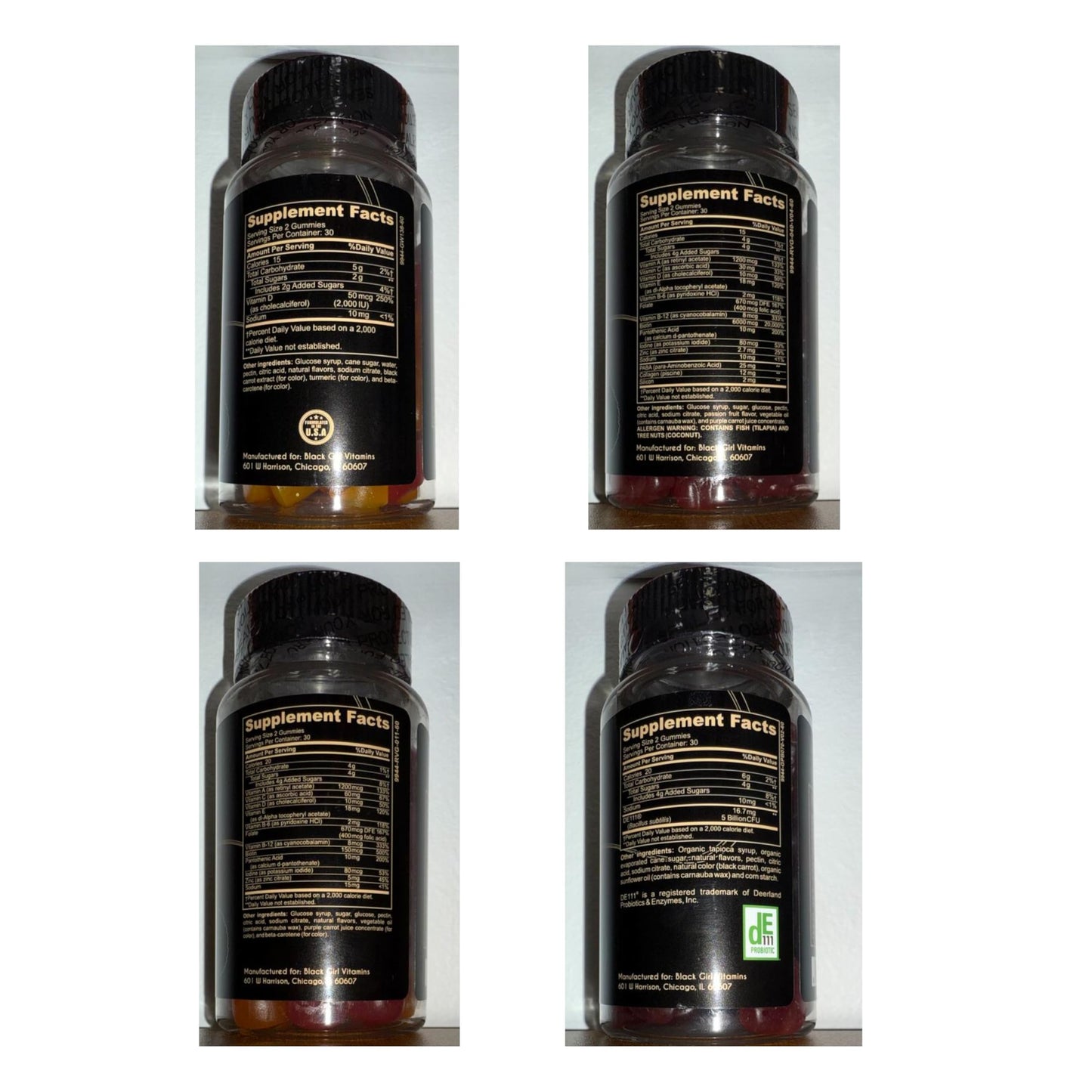 Black Girl Vitamins Complete Wellness Essentials – 30-Day Bundle with D3 Gummies, Probiotics, Hair-Skin-Nails & Sea Moss