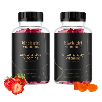 Black Girl Vitamins Once a Day – Women’s Multivitamin Gummies (60 Day, Strawberry, Vegan, Made in USA)
