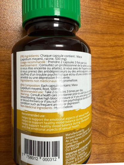 Black Maca Root Capsules – Organic Vegan, 1500mg per Serving | Men's Health