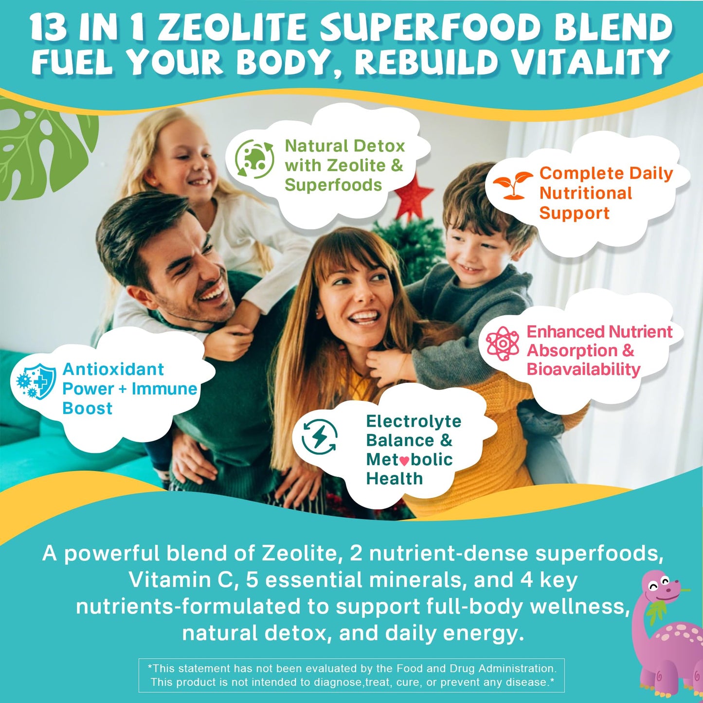 EnvyCure Zeolite Detox Gummies – Sugar-Free, Spirulina & Chlorella, for Kids & Adults – 120 Count