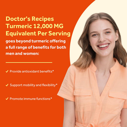 Doctor's Recipes Turmeric Curcumin 12,000 mg | High Potency with Black Pepper, 95% Curcuminoids – 60 Caps
