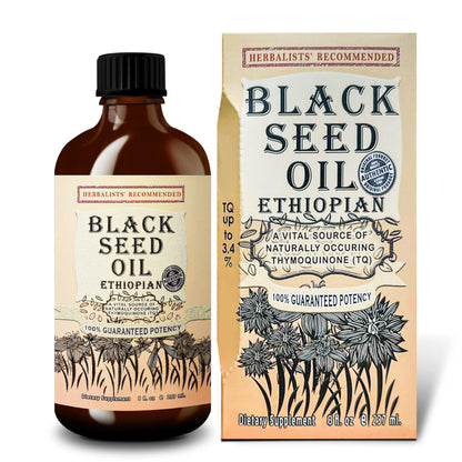 Black Seed Oil 8 oz – Cold Pressed Ethiopian Nigella Sativa (3X Thymoquinone) in Glass