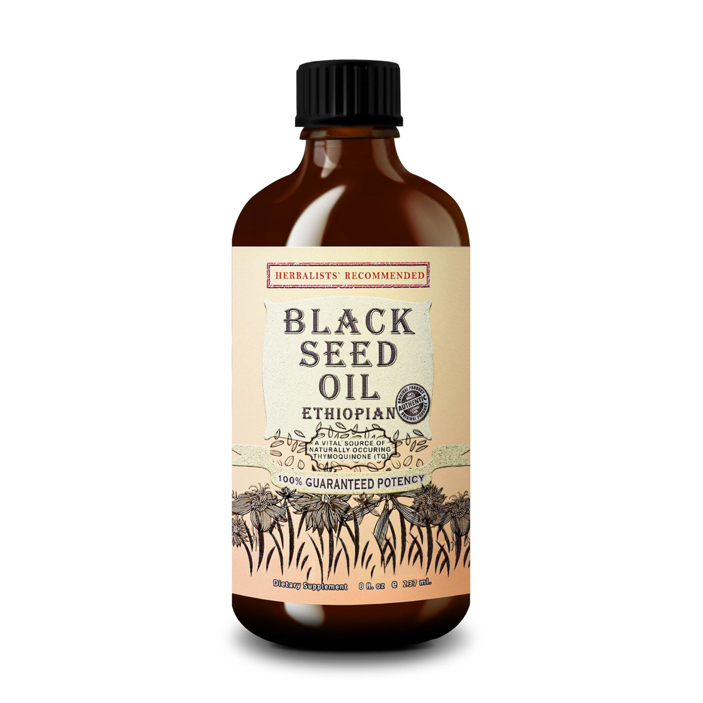 Black Seed Oil 8 oz – Cold Pressed Ethiopian Nigella Sativa (3X Thymoquinone) in Glass