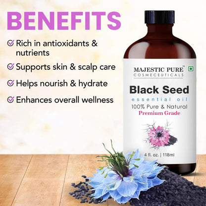 Majestic Pure Black Seed Oil - 4 oz, 100% Pure & Natural with Glass Dropper