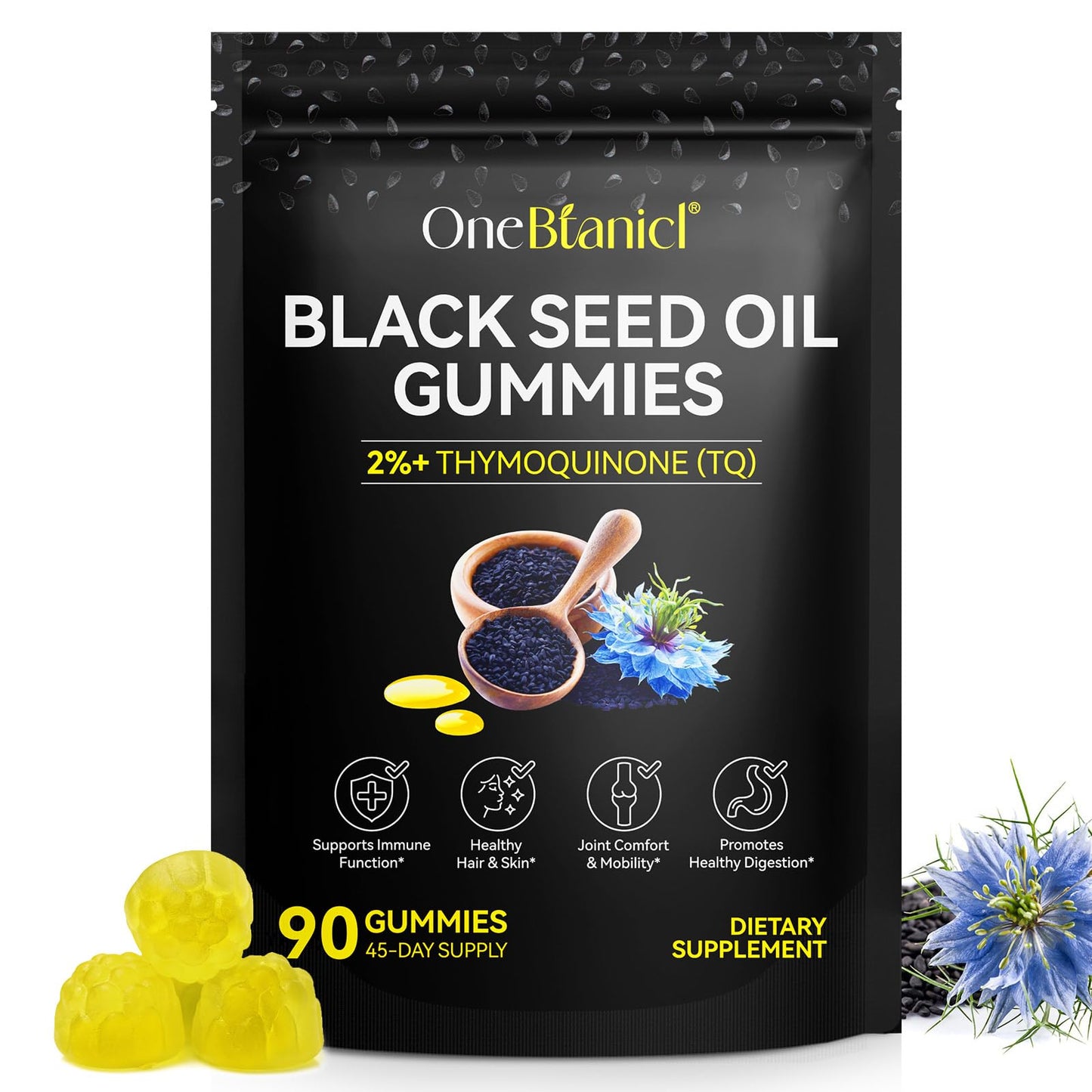 Black Seed Oil Gummies 90ct – 100% Black Seed Oil, Immune & Wellness Support