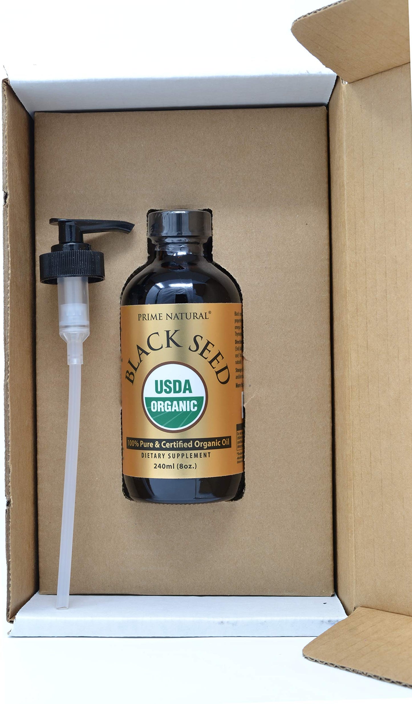 Prime Natural Organic Black Seed Oil 8oz — Cold Pressed, 1.7% Thymoquinone | USDA Organic, Turkish Nigella Sativa