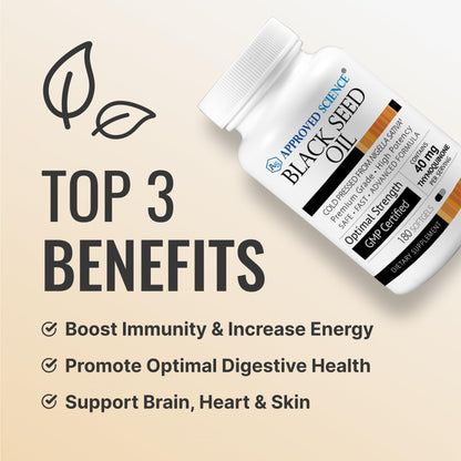 Approved Science Black Seed Oil - Cold Pressed Nigella Sativa - Boost Immunity, Respiratory, Cognitive, and Digestive Health - 2% Thymoquinone - 360 Softgels - Made in The USA