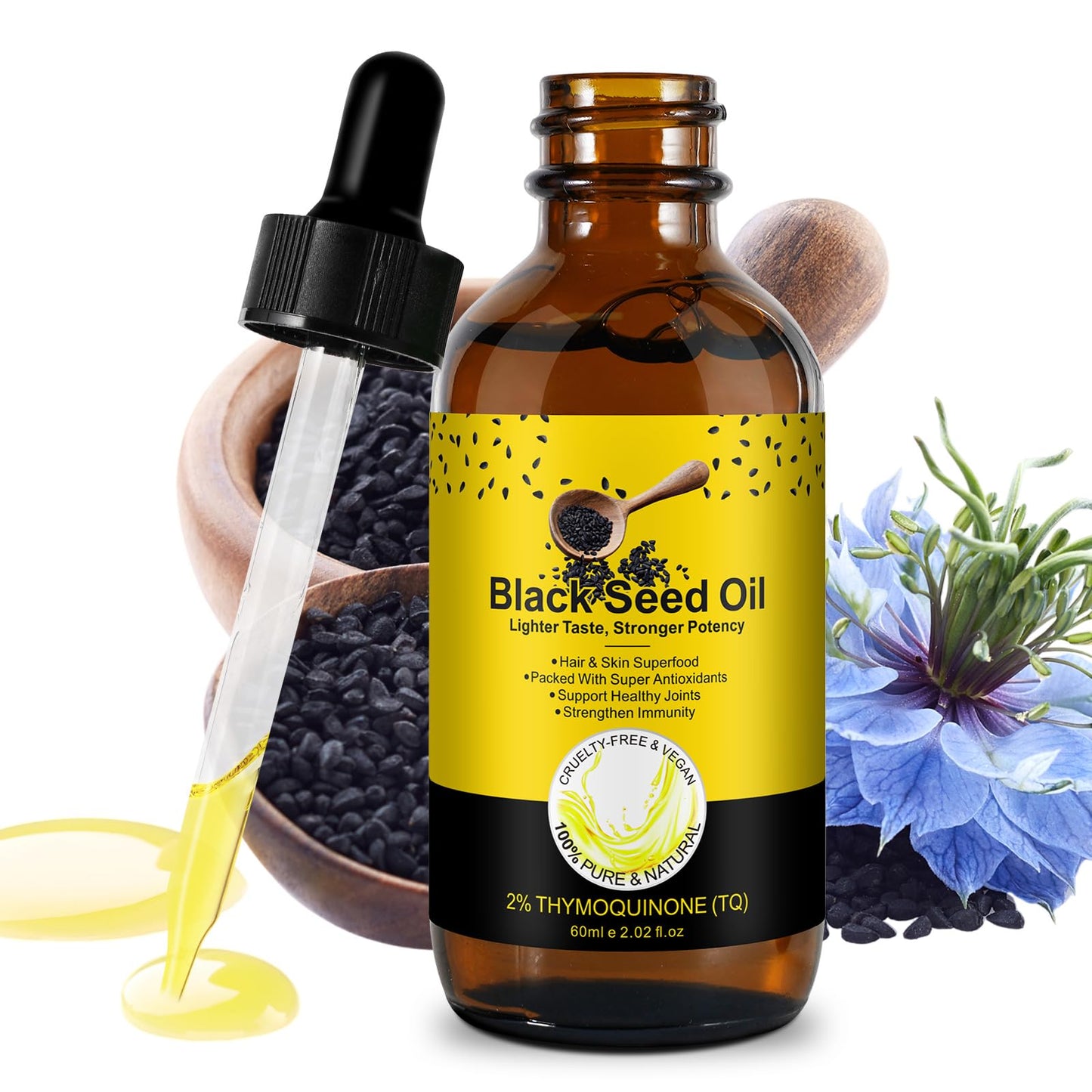 Black Seed Oil – Cold-Pressed, Natural for Hair & Skin Care (2.02 fl oz)
