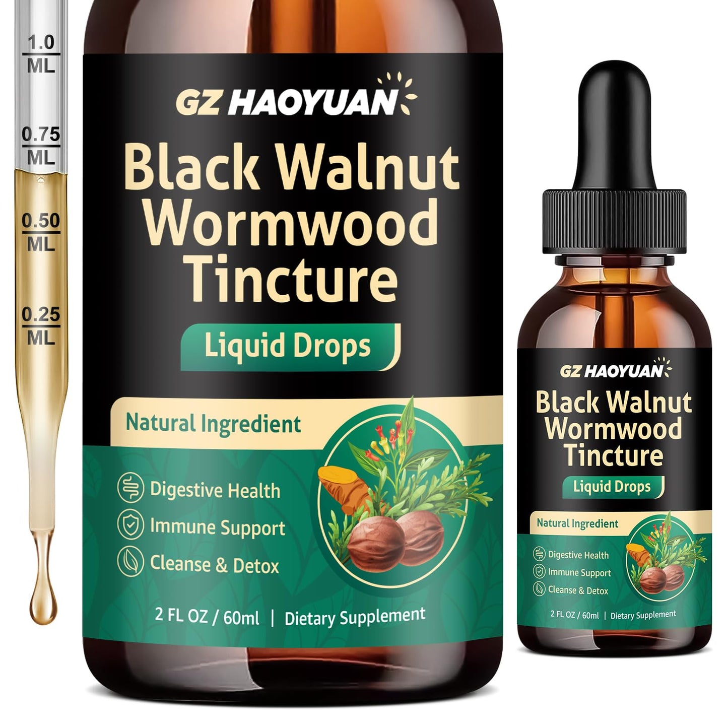 Black Walnut Wormwood Tincture for Gut Health – Gentle Digestive Support (2 oz)