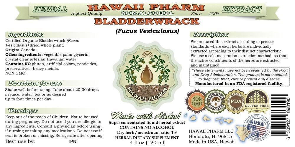 Bladderwrack Alcohol-Free Liquid Extract (Fucus Vesiculosus) – Hawaii Pharm Glycerite 2 oz