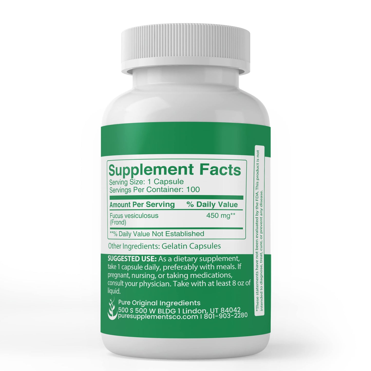 Bladderwrack Capsules – Pure Original Ingredients, 100 Count, Lab Verified