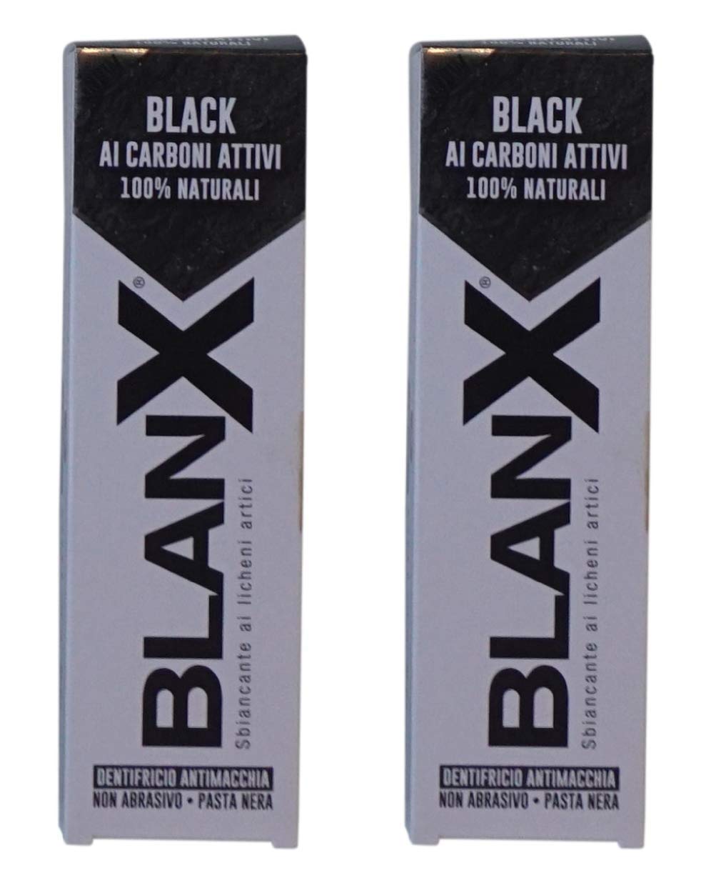 BlanX: "Black" Whitening Black Toothpaste - 2.54 Fluid Ounces (75ml) Tube (Pack of 2) [ Italian Import ]