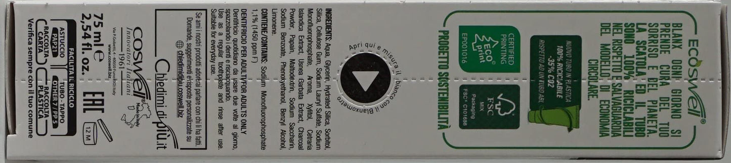 BlanX: "Black" Whitening Black Toothpaste - 2.54 Fluid Ounces (75ml) Tube (Pack of 2) [ Italian Import ]