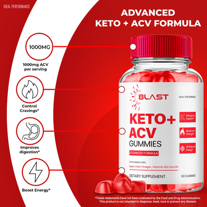 Blast Keto ACV Gummies | Keto Blast ACV Gummies - Maximum Strength Keto+ACV (5 Pack)