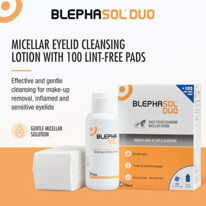 Blephasol Duo 100ml Eyelid Cleansing Micellar Lotion – 100 Pads | Preservatives Free | For Sensitive Eyes