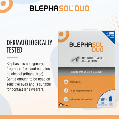 Blephasol Duo 100ml Eyelid Cleansing Micellar Lotion – 100 Pads | Preservatives Free | For Sensitive Eyes
