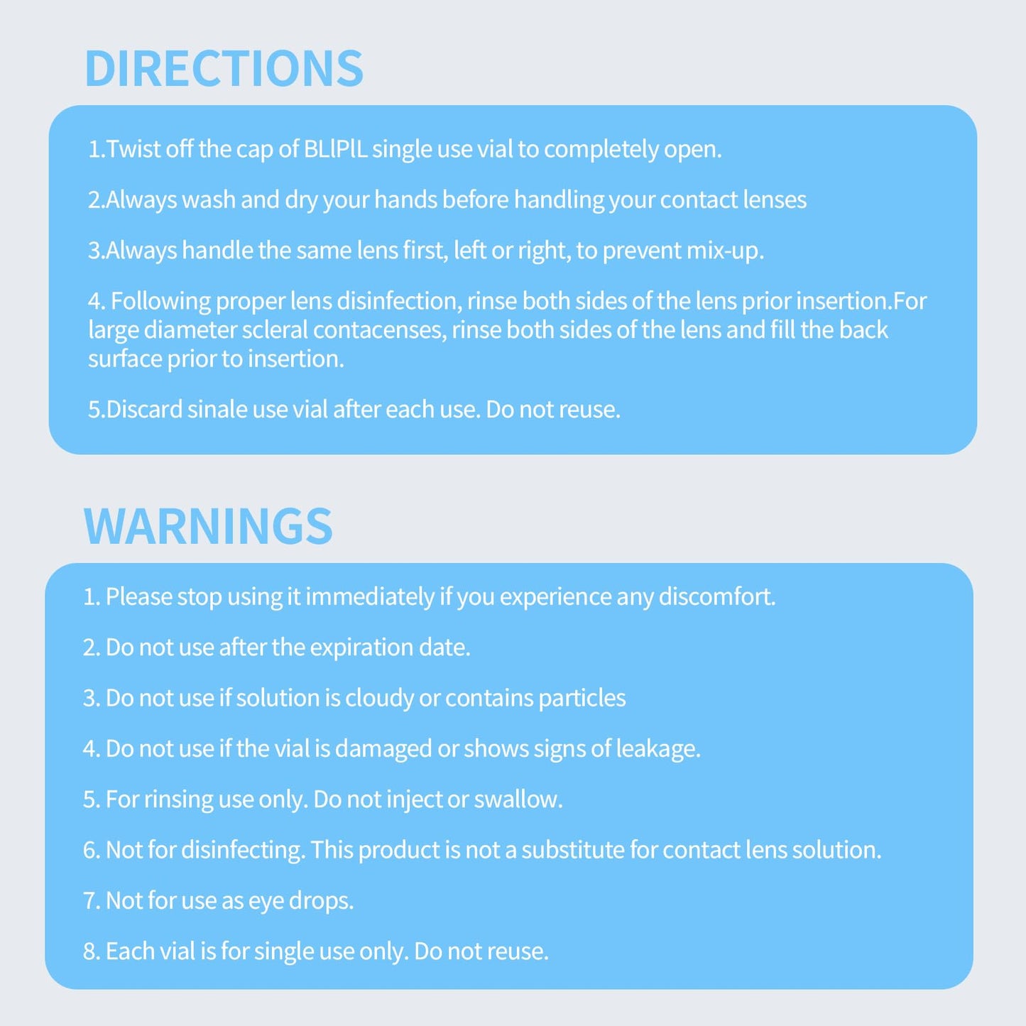 BLIPIL Preservative-Free Saline Solution for Contact Lenses - 5mL Travel Pack (100)