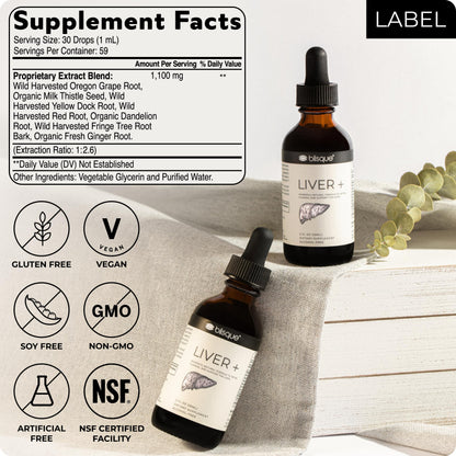 Blisque Liver Complex – Detox, Cleanse & Repair the Liver | Doctor-Approved | Milk Thistle & Dandelion Root | 2 oz | 59 Servings