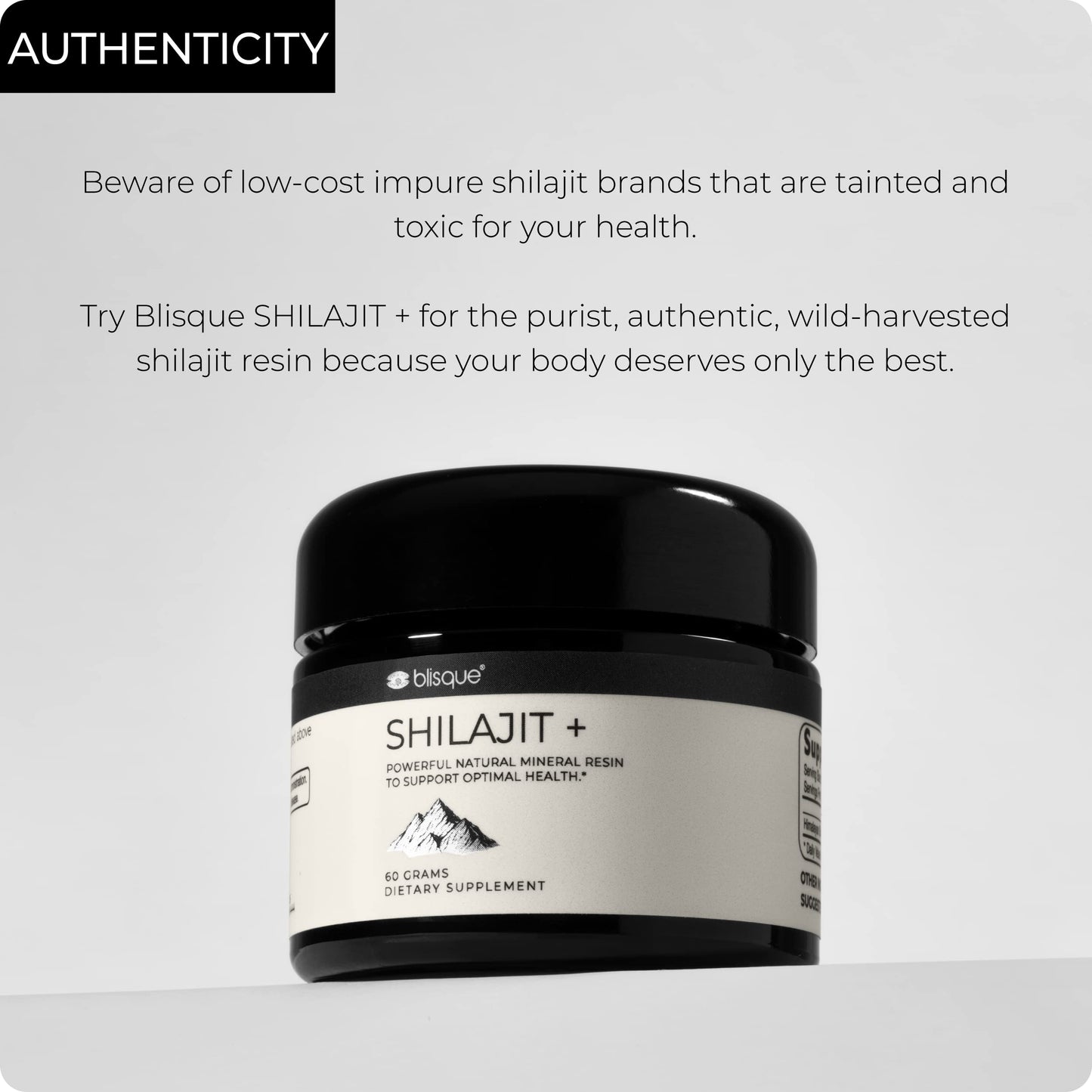 Blisque Shilajit Resin – Pure Himalayan Golden Grade A, Fulvic Acid & 85+ Minerals | 60 g