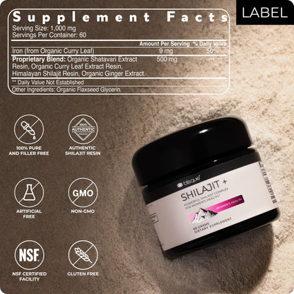 Blisque Shilajit Resin - Organic Himalayan Supplement for Women’s Health | 60g