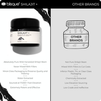 Blisque Shilajit Resin – Pure Himalayan Golden Grade A, Fulvic Acid & 85+ Minerals | 60 g