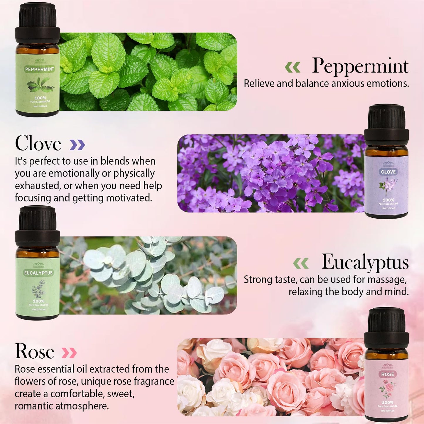 BlissfulBlend 8-Piece Pure Essential Oils Gift Set – Peppermint, Lavender, Eucalyptus & More