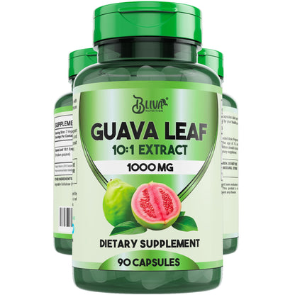 BLIVA Guava Leaf Extract Capsules – 1000 mg (10:1) – 90 Vegetarian Capsules
