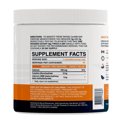 Blonyx HMB + Creatine Supplement — 3g HMB Daily for Strength & Recovery | 30-Day Supply