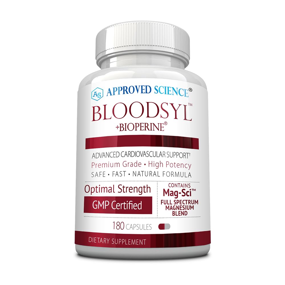 Approved Science Bloodsyl – Supports Blood Flow with Hawthorn Berry, Magnesium & BioPerine | Vegan, 180 Capsules