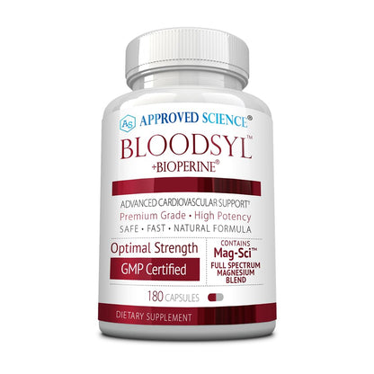 Approved Science Bloodsyl – Supports Blood Flow with Hawthorn Berry, Magnesium & BioPerine | Vegan, 180 Capsules