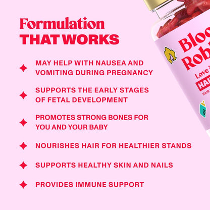 Bloom Robbins Hair Gummy Prenatal Vitamins for Women – 60 Gummies with Folic Acid & Vitamin B6 (2-Pack)