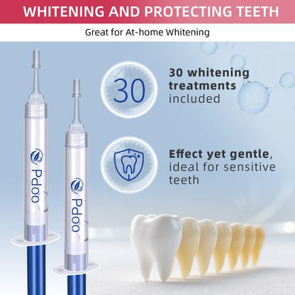 Professional Teeth Whitening Kit with 5 Gels, LED Accelerator Light & Custom Trays – Enamel Safe, Fast Home Whitening