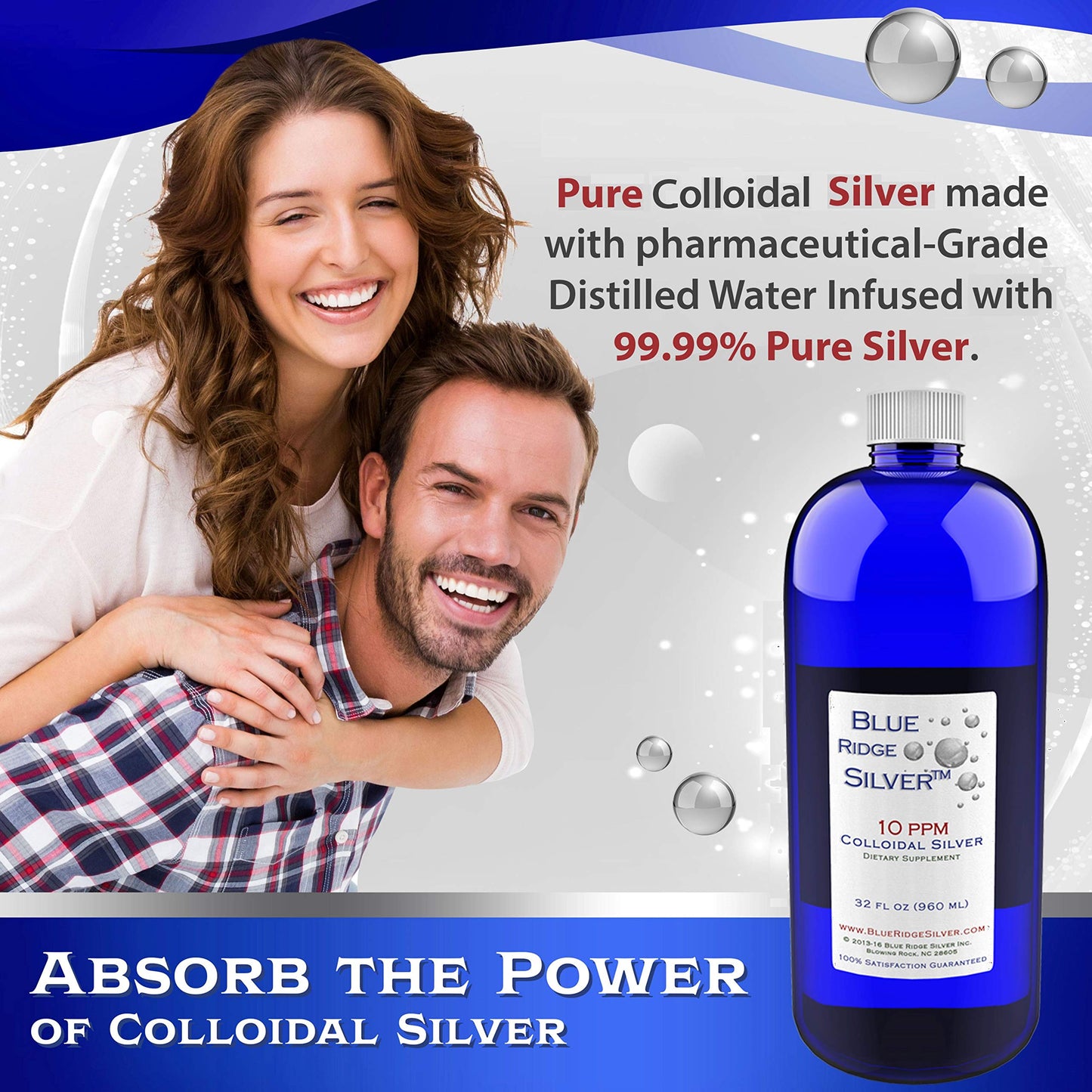 Blue Ridge Silver Colloidal Silver 32 oz 10 ppm - Immune Support