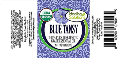 Healing Solutions Blue Tansy Essential Oil 10ml | USDA Organic, Undiluted