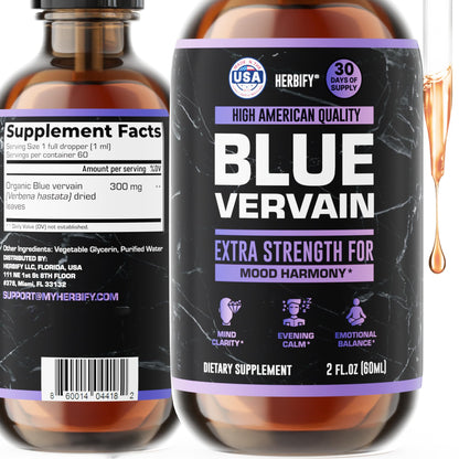 Blue Vervain Drops – Verbena Tincture for Mood & Balance (2 oz) – Made in USA