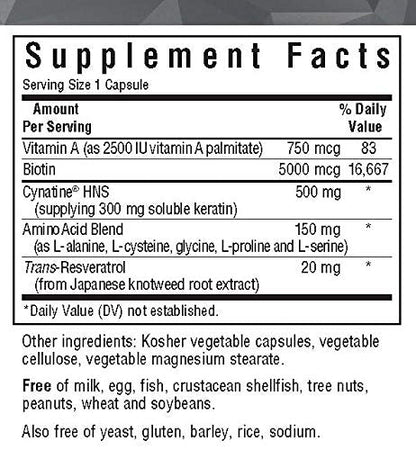 Bluebonnet Beautiful Ally Keratin Care Capsules - Hair Strength & Revitalization, 30 Veg Capsules