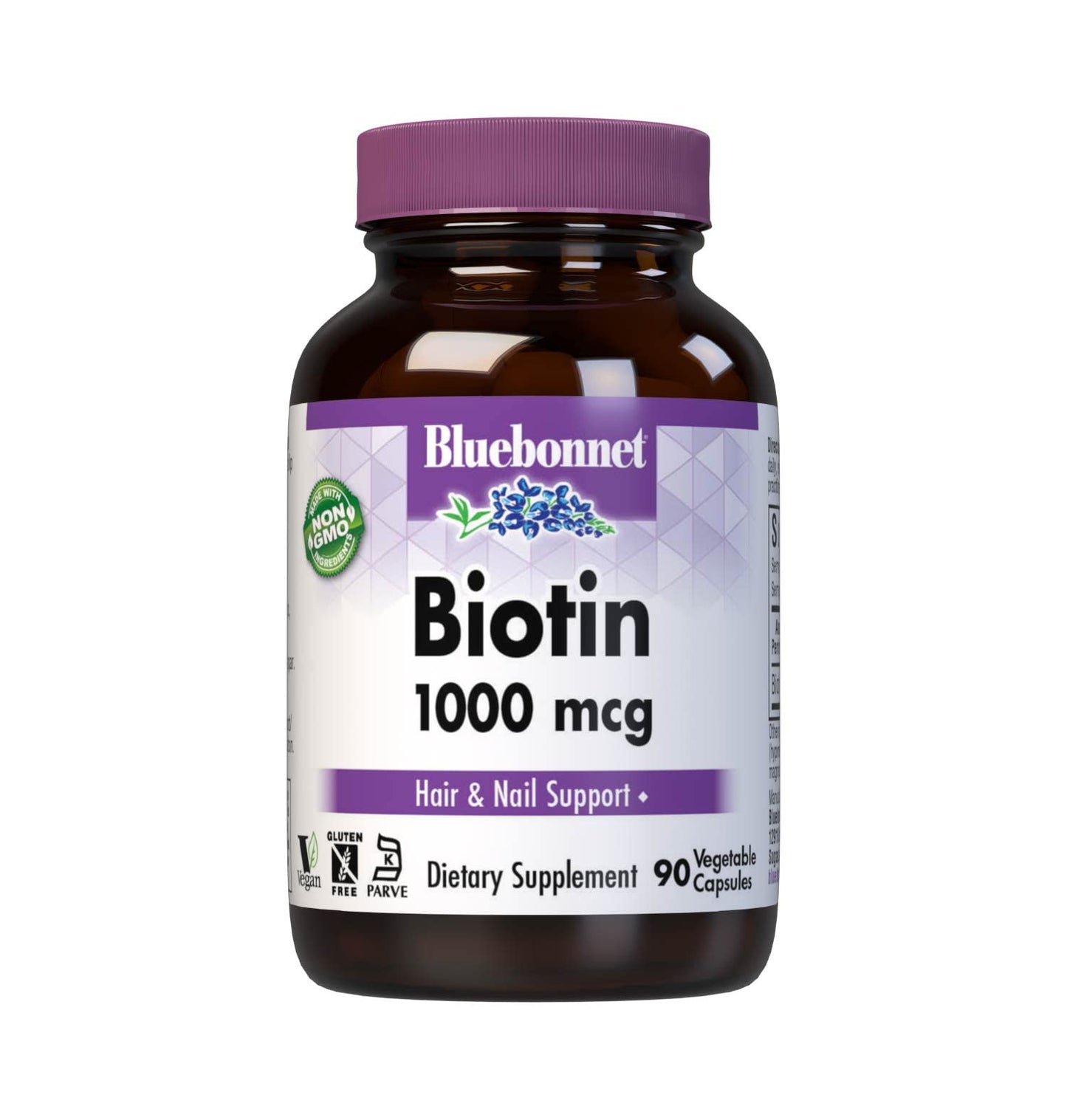 Bluebonnet Biotin 1000 mcg Veg Capsules – Vegan, Non-GMO, Kosher