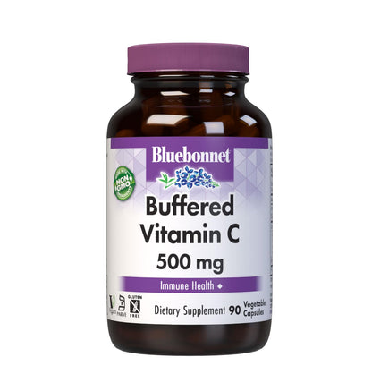 BlueBonnet Buffered Vitamin C 500mg – Immune Support & Skin Health | Vegan, Non-GMO, 90 Caps
