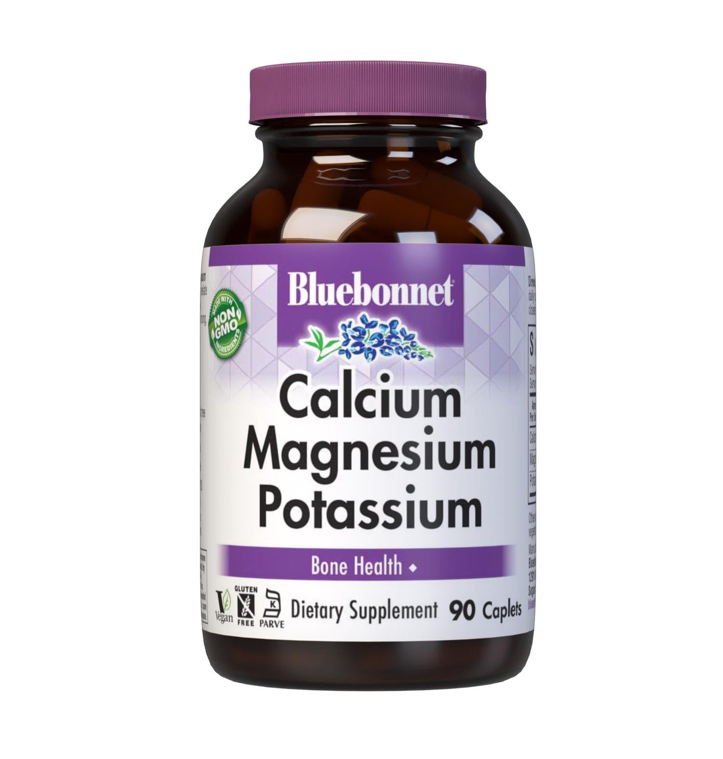 Bluebonnet Calcium Magnesium Potassium Supplement – 1000mg Ca, 400mg Mg, 99mg K | Vegan, Non-GMO, Gluten-Free