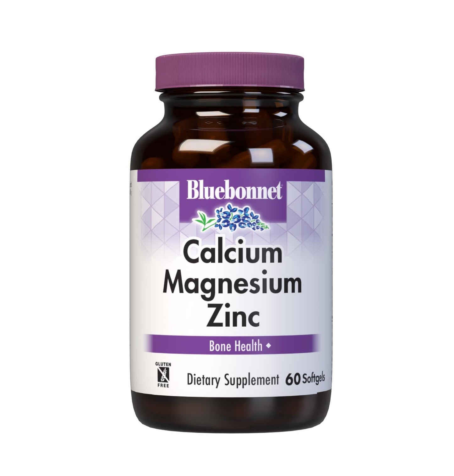 Bluebonnet Calcium Magnesium Zinc + Vitamin D3 Softgels, 60 Softgels, Gluten-Free
