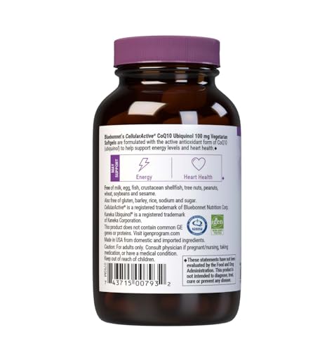BlueBonnet CellularActive CoQ10 Ubiquinol Vegetarian Softgels 100 mg - Maroon Bottle, 60 Count