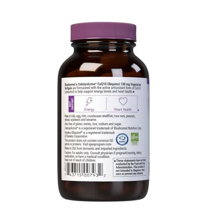 BlueBonnet CellularActive CoQ10 Ubiquinol Vegetarian Softgels 100 mg - Maroon Bottle, 60 Count