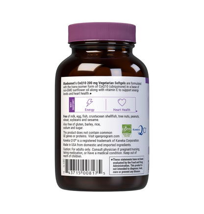 BlueBonnet CoQ-10 Vegetarian Softgels 200 mg – 60 Count | Energy & Heart Support