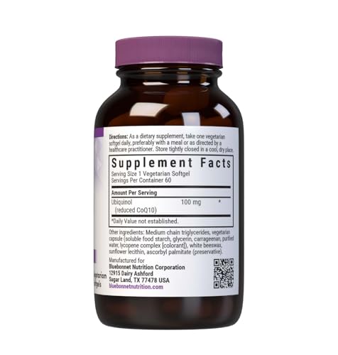 BlueBonnet CellularActive CoQ10 Ubiquinol Vegetarian Softgels 100 mg - Maroon Bottle, 60 Count
