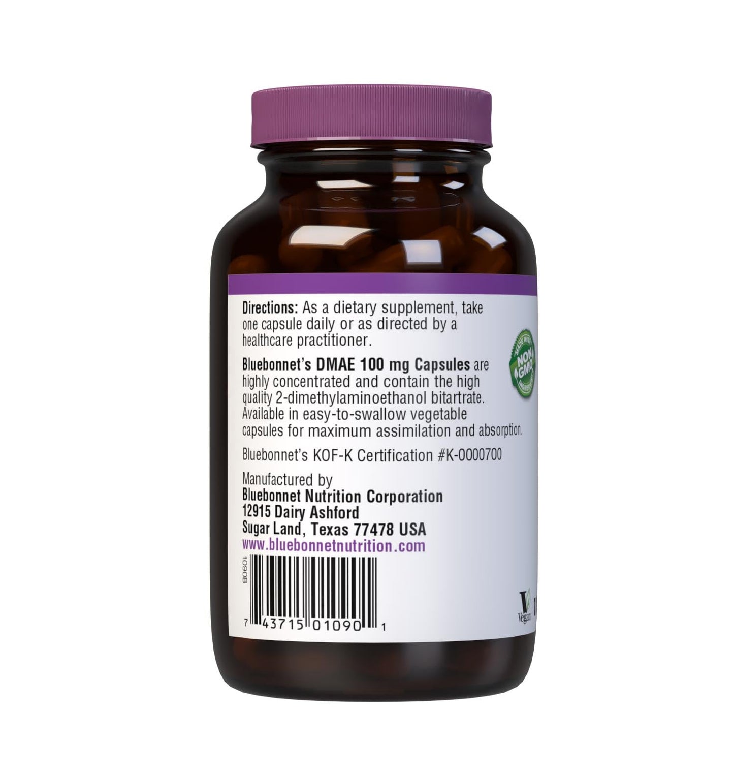 BlueBonnet DMAE Supplement, 100 Count | 100 mg DMAE Veg Capsules