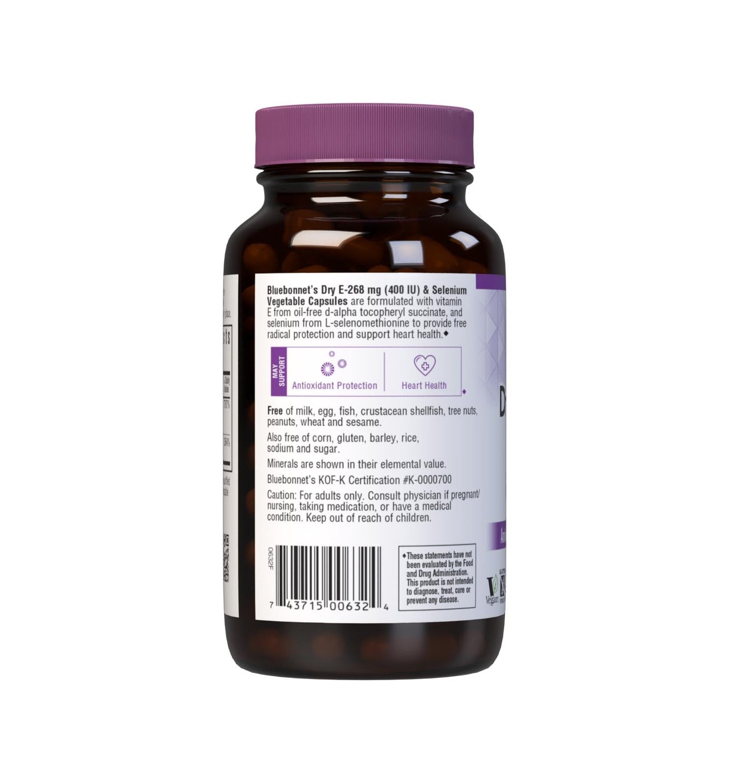 BlueBonnet Dry E-400 IU Plus Selenium Vegetarian Capsules 120 Count – White